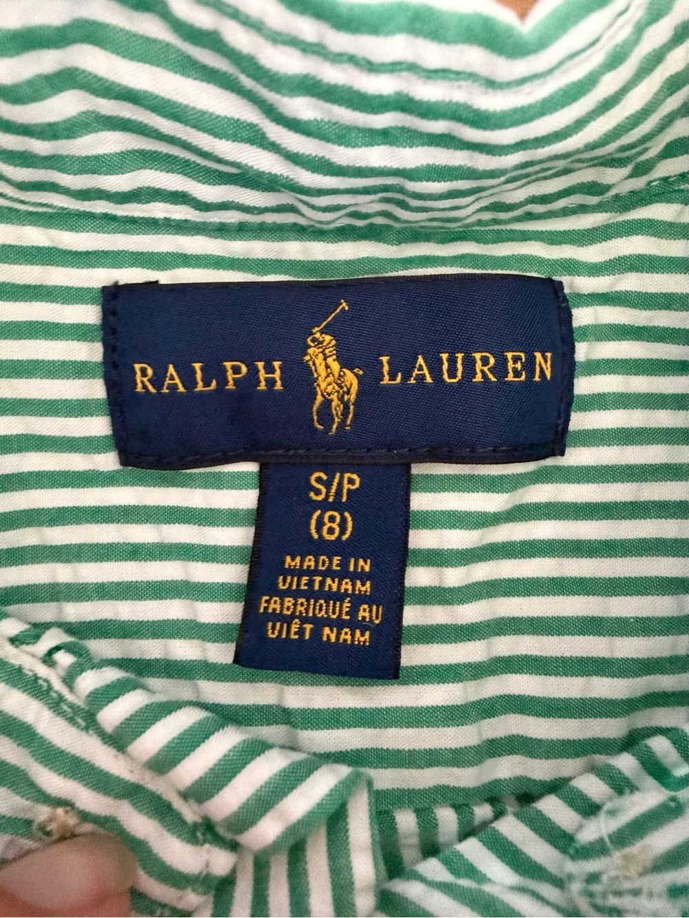 Ralph Lauren Turquoise and White Striped Short-Sleeve Button-Down Shirt